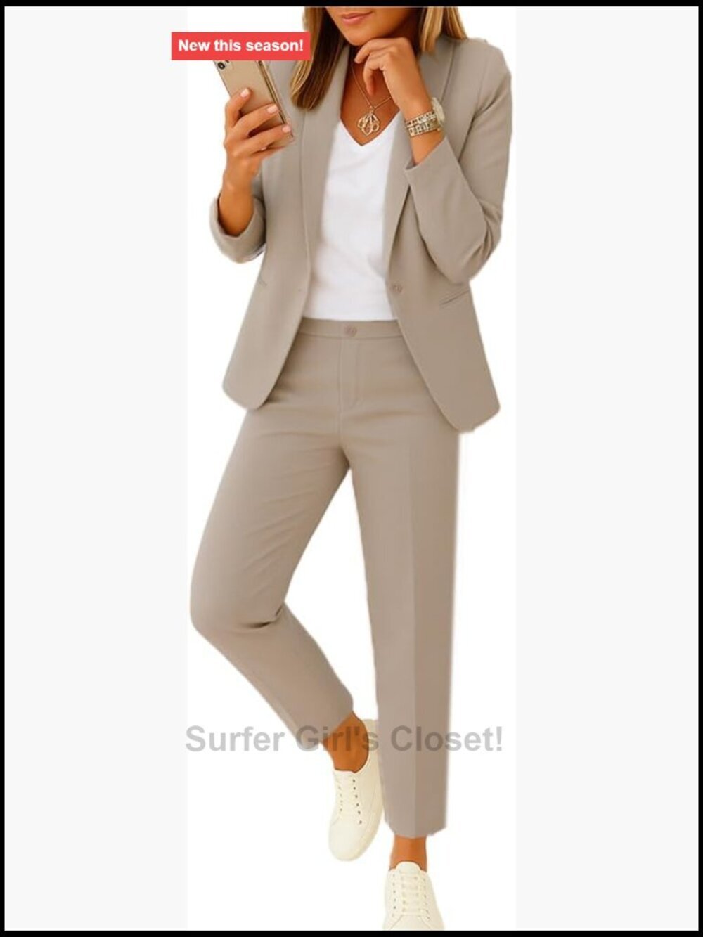 Women's Pantsuit Set - Blazer & Straight Leg Pants Business Work 2 Piece